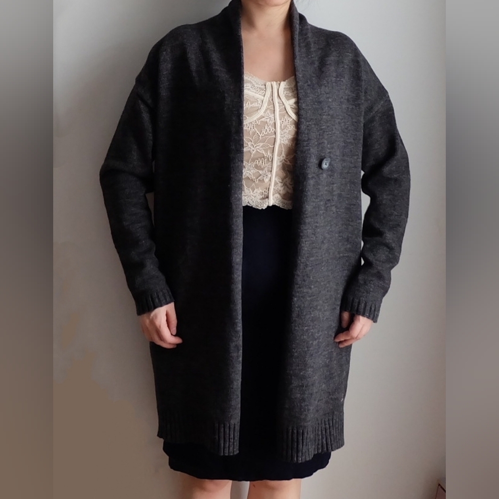 Vintage 90S Crocodile Women's Gray Cardigan, Size M